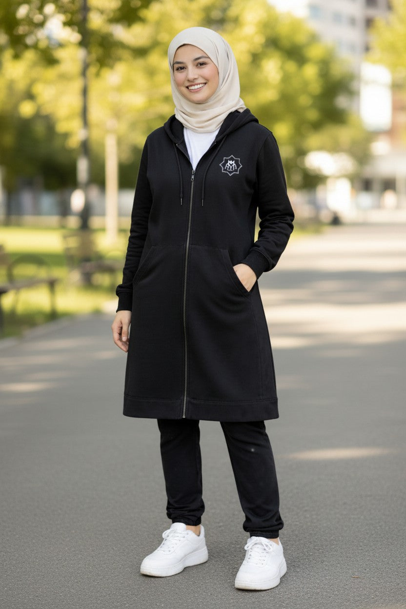 Zip Up Tunic Hoodie